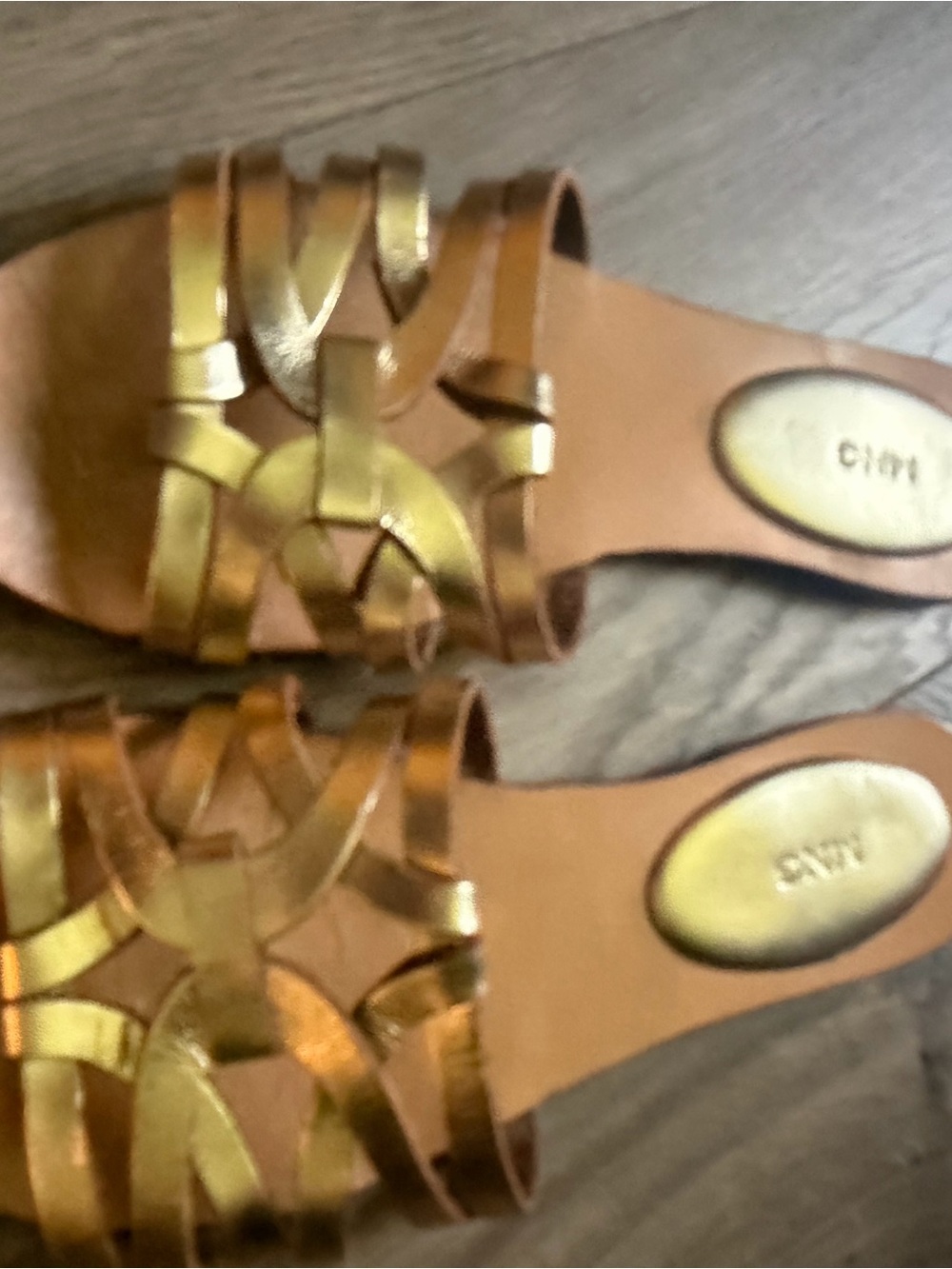 Mango Metallic Bronze Strappy Slide Sandals